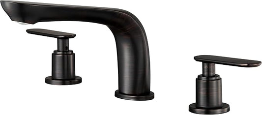 SITGES Classic Bathtub Faucet,2-Handle Oil Rubbed Bronze Tub Filler,3-Hole Widespread Roman Tub Faucet,High Flow Deck Mount Bath Tub Faucet with Valve Included