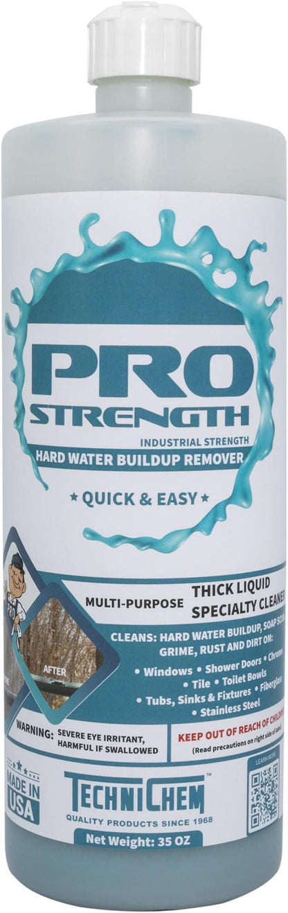Pro-Strength Hard Water Stain Remover, Industrial Strength Hard Water, Mineral, Rust & Soap Scum Remover, 35 oz Bottle