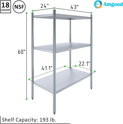 AmGood 3 Tier Galvanized Steel Dry Storage Unit. 24 in. x 43 in. x 60 in.