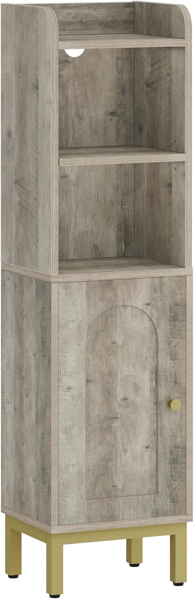 Bathroom Storage Cabinet, Small Corner Floor Cabinet with Door and Shelves, Narrow Toilet Paper Holder, Bathroom Organizer with Adjustable Shelf, for Small Spaces, Rustic Greige BC38205GV1