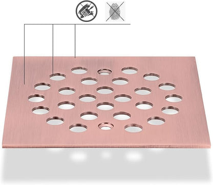 Square 4-1/4 Inch Screw-in Shower Drain Cover Replacement Square Floor Drainer Grate,Brushed Nickel,Brushed Gold,Oil Rubbed Bronze,Chrome (Antique Copper)