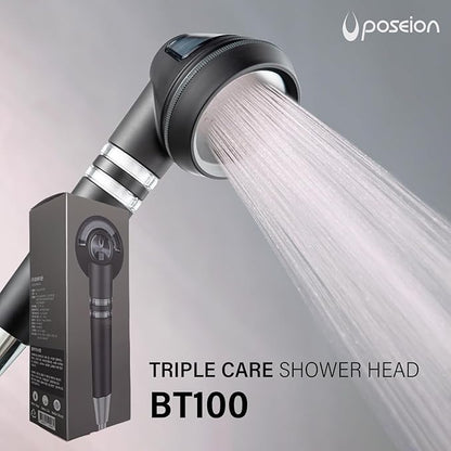 POSEION BT100 DG Filtered Shower Head – Handheld, High Pressure, Magnetized Sediment Filter, Ultrafine Water Stream, Spa-Like Comfort, Durable Build, Made in Korea