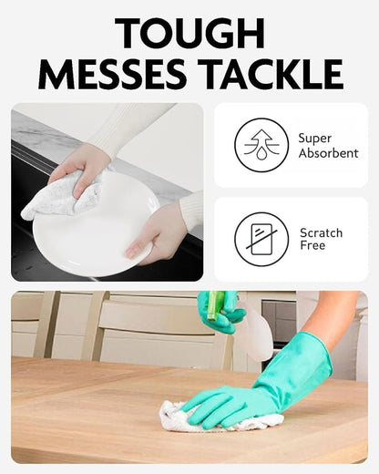 Fantasticlean Microfiber Cleaning Cloth Roll -90 Pack, Tear Away Microfiber Towels, 12" x 12", Reusable, Washable, Scratch Free, Ultra Absorbent Dishcloth for Car, Home Supplies, Pet, Kitchen (White)