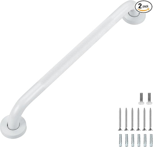Grab Bars for Shower, 2 Pack 18-Inch Anti Slip Shower Handles for Elderly, Safety Shower Grab Bar, Stainless Steel Handicap Grab Bars for Bathroom (White 1" Diameter)