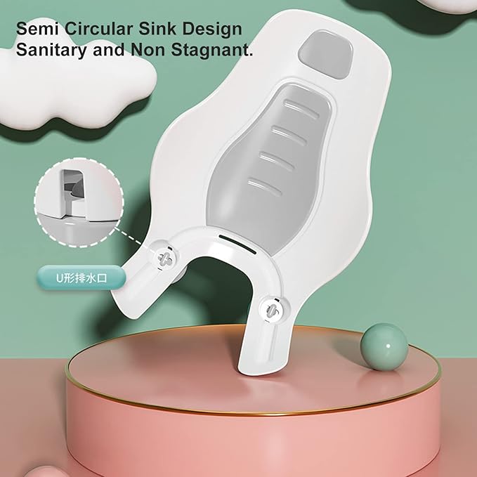 SUNGOOYUE Clean Rinse Baby Bather, Folding Multifunction Portable Plastic Infant Lying Washing Bather for Boy Girl (Grey)