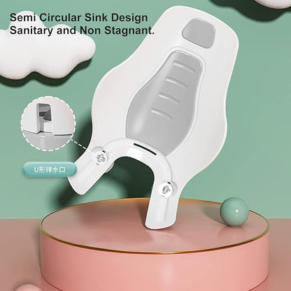 SUNGOOYUE Clean Rinse Baby Bather, Folding Multifunction Portable Plastic Infant Lying Washing Bather for Boy Girl (Grey)