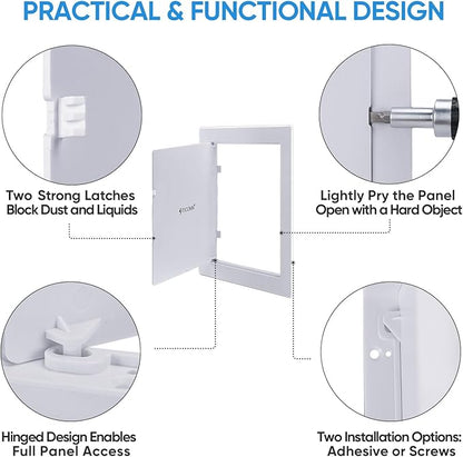 TICONN Access Panel for Drywall, 6 x 9 Inch ABS Plastic Wall Hole Cover Access Doors, Easy Install Plumbing Wall Panel for Drywall, Ceiling, Wiring and Cables