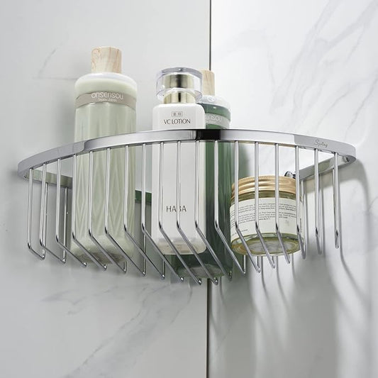 Corner Shower Caddy Organizer, SUS304 Stainless Steel Heavy Duty Rust-Proof Shelf Organizer, Wall Mounted Storage Rack for Bathroom, Brushed Chrome