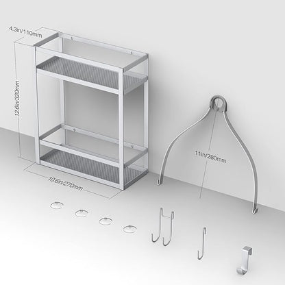 Meangood Shower Caddy, Silver Hanging Shower Caddy Organizer 10.4" x 4.5" x 22.04" Over Shower Head Big Capacity for Shampoo, Conditioner with Hooks for Razor/Sponge