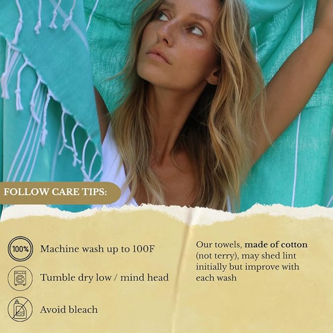SOULMARK 100% Cotton Turkish Beach Towel with Bag - 38"x71" - 6 Pack - Made in Green & Oeko TEX Certified - Pre-Washed & Sand Free - Quick Dry and Lightweight for Travel - Made in Turkey - Mint Green