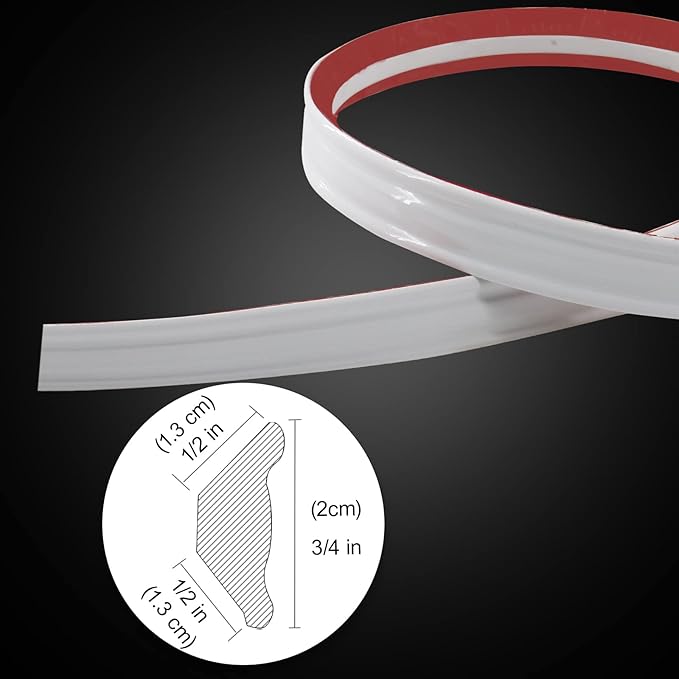 Flexible Trim Caulk Strip, 3/4 Inch Peel and Stick Trim for Molding, Floor, Tile Edge, Countertop, Backsplash, Ceiling, Wall Corner, Baseboard(10FT White)