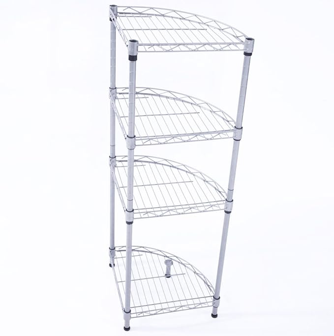 4 Tier Storage Racks Shelving, Heavy Steel Pantry Shelves, Adjustable Wire Shelving Rack, Suitable for Garage, Kitchens, Offices, 12" W x 12" D x 36" H, Silver