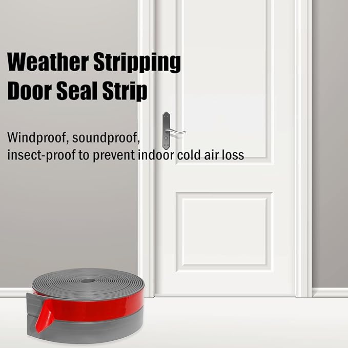 Wide Silicone Weather Stripping, 2 inch (W) x 20 Ft (L) Door Draft Stopper, Silicone Seal Strip for Doors Windows and Shower Glass Gap, Grey