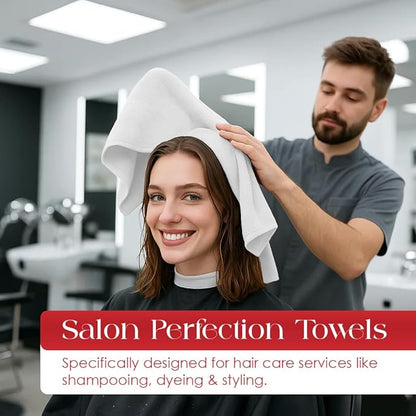 RIVERSIDE Pack of 24 Salon Towels Set – 16 x 26 Inches, 100% Ring Spun Cotton Highly Absorbent and Quick Dry Towels for Salon, Hand, Barber, Gym, Home & Hair Care, White