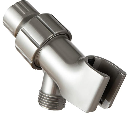 OFFO Shower Head Holder for Handheld Shower Head, Brushed Nickel Adjustable Shower Arm Mount for Connecting Shower Arm and Shower Hose, 1/2 in IPS Female Inlet and Male Outlet