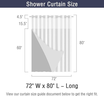 Gibelle Long Shower Curtain 72x80, Waffle Weave Bathroom Shower Curtain with Snap-in Fabric Liner Set, No Hooks Needed, Hotel Style with Mesh Top Window, White
