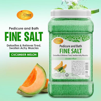SPA REDI - Detox Foot Soak Pedicure and Bath Fine Salt, Cucumber and Melon, 128 Oz - Made with Dead Sea Salts, Argan Oil, Coconut Oil, and Essential Oil - Hydrates, Softens and Moisturizes