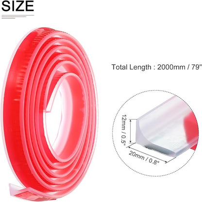 79"x0.8"x0.5" (LxWxH) Collapsible Shower Barrier Stopper - 1 Pack - Good for Bathroom Kitchen - L Shape Water Splash Guard Blocker - Clear