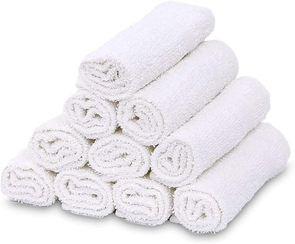 GOLD TEXTILES 480 Pack Economy White Washcloths Set (12x12 inches) - Cotton Blend Commercial Grade Cleaning Rags, Quick Drying & Soft Face Cloths, Fingertip Towels for Bathroom, Spa, Gym, and Kitchen