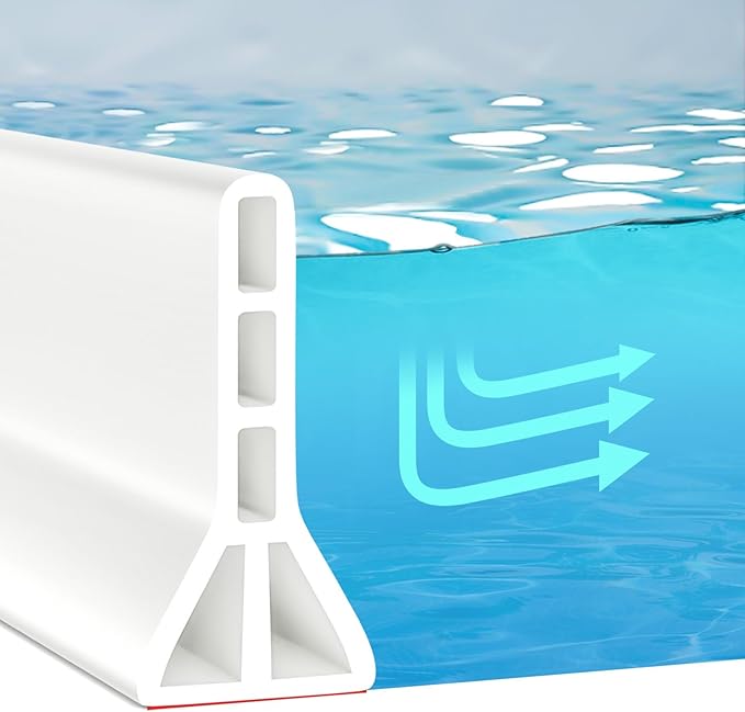 (Upgraded)3” High Shower Threshold Water Dam 39 Inch Collapsible Shower Barrier Water Stopper Shower Water Guard Dry and Wet Separation for Bathroom Kitchen and More(3.3ft)
