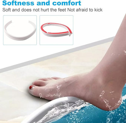 Flexible TPE Rubber Shower Splash Guard Threshold Strip,2m Trim-to-Fit Water Barrier for Bathroom Floors,Bathtub Edges,Kitchen Sink Toilet - White