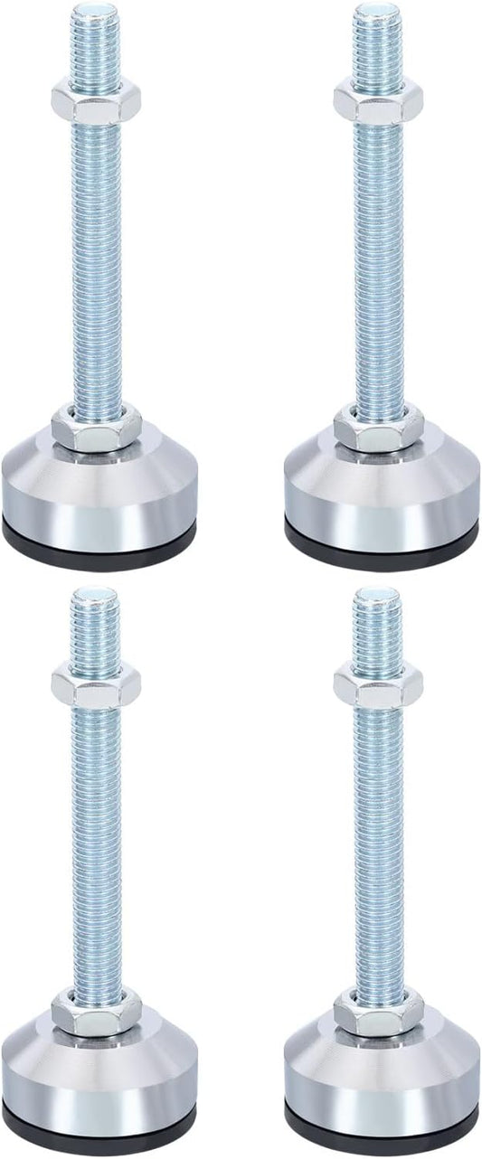 PATIKIL Furniture Leveling Feet 2" Dia Base M12 Thread, 4 Pcs Carbon Steel Adjustable Threaded Furniture Leveler Screw on Leg Leveler with Pads for Desk Chair Cabinet, Black