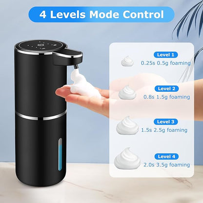 Automatic Soap Dispensers,12.8oz/380ml USB Touchless Automatic Foaming Soap Dispenser,Rechargeabled Wall Mounted Smart Soap Dispenser for Bathroom Kitchen Dish Soap(Black)