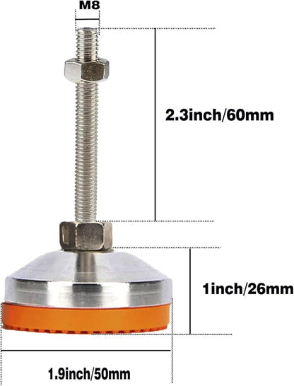 4Pcs Heavy Duty Leveling Screw Leg, Leveling Screw Leg Adjustable Leveling Feet Carbon Steel for Furniture,Machine,Mechanical Equipment Leg Leveler (Orange)