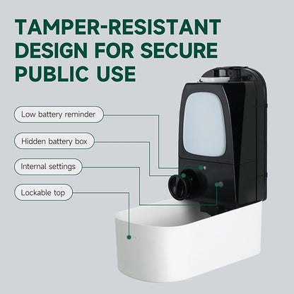 Commercial Automatic Soap Dispenser Large 34oz/1000ml Capacity Wall-Mounted Touchless Liquid Dispenser for High-Traffic Restrooms, Offices, Hospitals Model AD1220S White
