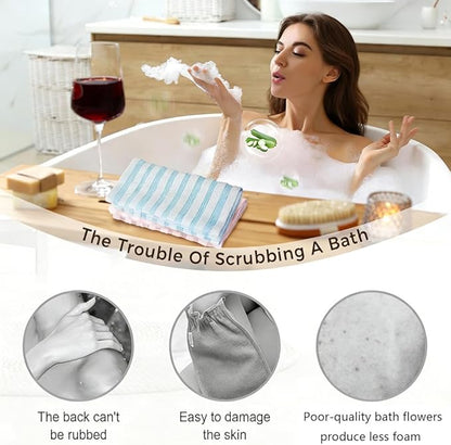 3PCS Exfoliating Shower Towel,2026 New Premium Scrub Wash Back Bath Cloth for Body Face,Exfoliating Washcloth Back Body Scrubber for Home（#Striped）