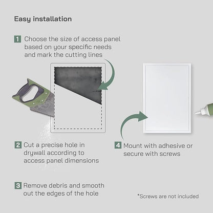 Vent Systems 16'' x 24'' Inch White Metal Access Panel with Click Function - Easy Access Doors - Access Panel for Drywall Wall Ceiling - Electrical and Plumbing Service Door - Crawl Space Doors