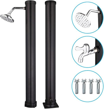 VINGLI Solar Heated Shower, 5.5 Gallon Outdoor Shower with Shower Head and Foot Shower Tap for Outdoor Backyard Poolside Beach Pool Spa,Black (5.5 Gallon)