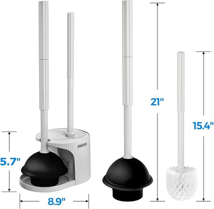 3Pack 2 in 1 Toilet Brush and Plunger Set, Extended Handle Plunger,Toilet Bowl Brush Plunger Set,Bathroom Cleaning Tools,Toilet Brush Plunger Combo,Cleaning Brush,Cleaning Supplies, Light gray