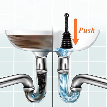 Sink and Drain Plunger, Mini Plunger Unclogging Tool for Kitchen Sinks, Bathroom Drains, Showers, Bathtubs, Small and Strong Design with Large Bellows Commercial & Residential Use