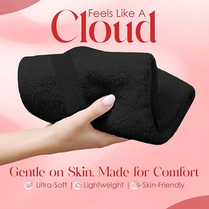 RIVERSIDE 12 Pack Premium 100% Cotton Face Washcloths, 550 GSM, 12 x 12 Inches, Soft, Absorbent Towels for Body & Shower, Bathroom Wash Clothes, Durable Face Towels Set for Spa, Gym, Black