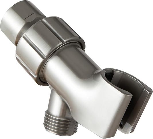 OFFO Shower Head Holder with Solid Metal Ball for Handheld Shower Head, Brushed Nickel Adjustable Shower Arm Mount for Connecting Shower Arm and Shower Hose, 1/2 in IPS Female Inlet and Male Outlet