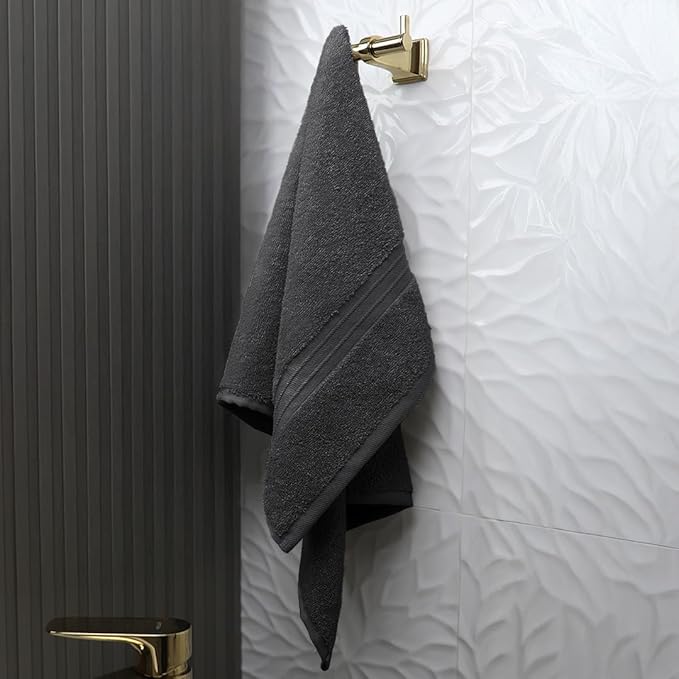 Hand Towels Set of 4 - Terry Cloth & Absorbent, Large (16"x 28") 100% Cotton, Soft, Cozy - Versatile, Perfect as Cozy Hand Towel Set, Hotel Quality Towels, Face Cloths - Anthracite