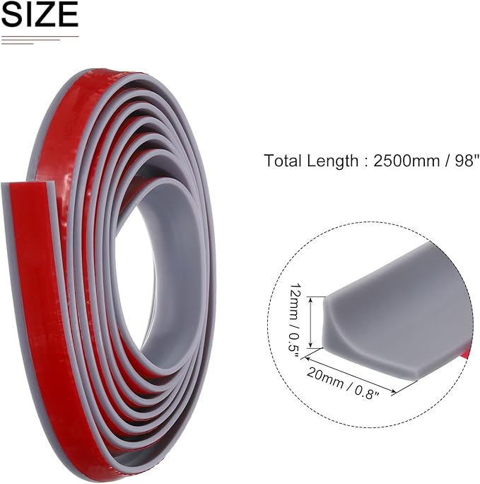 98"x0.8"x0.5" (LxWxH) Collapsible Shower Barrier Stopper - 1 Pack - Good for Bathroom Kitchen - L Shape Water Splash Guard Blocker - Gray