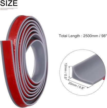 98"x0.8"x0.5" (LxWxH) Collapsible Shower Barrier Stopper - 1 Pack - Good for Bathroom Kitchen - L Shape Water Splash Guard Blocker - Gray