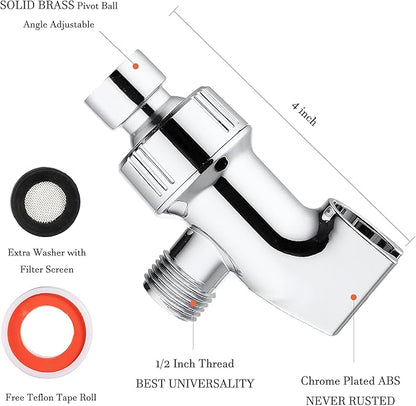 Universal Shower Head Holder for Hand Held Showerheads, Adjustable Shower Arm Mount Bracket with Brass Pivot Ball, Shower Head Connector - Chrome