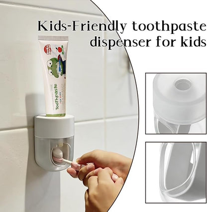 Toothpaste Dispenser, Automatic Squeezer, Multi-Functional No-Drill Wall-Mounted, White