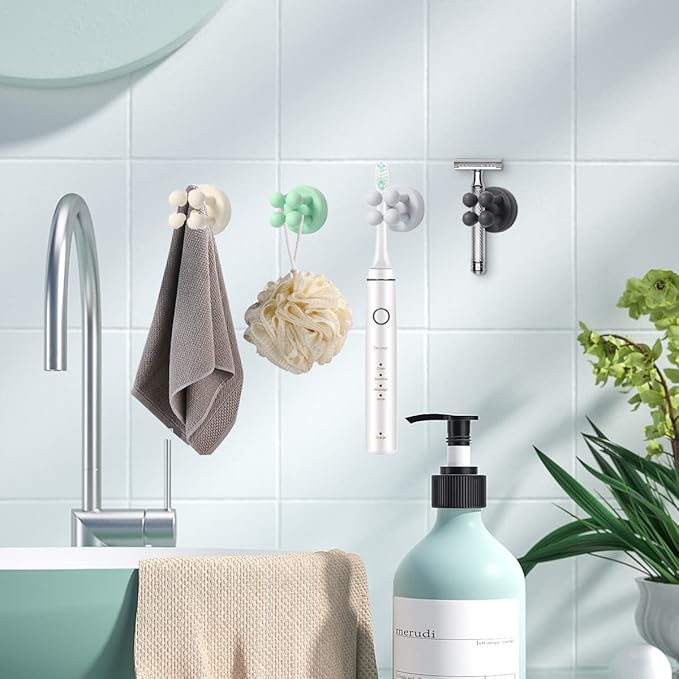 Toothbrush Holders Silicone Toothbrush Holders for Bathrooms Razor Holder for Shower Tooth Brushing Holder Wall Mount Bathroom Toothbrush Holder Wall Mounted Shower Razor Holder for Wall 4 Pcs White