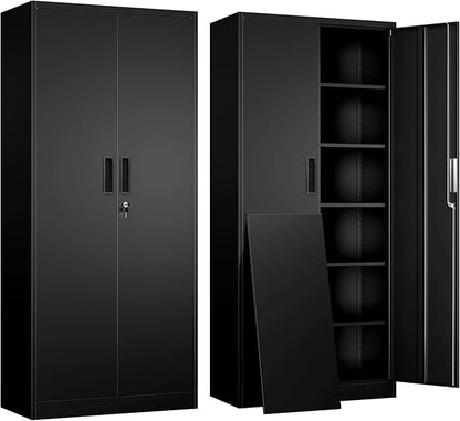 Metal Storage Cabinet, 71 Inch Tall Metal Storage Cabinet with Doors and Shelves, Pantry Cabinets for Kitchen Storage, Garage Cabinet for Living, Dining Room, Assemble Required