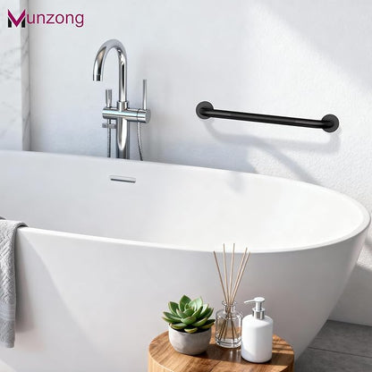 16 Inch Anti Slip Shower Grab Bar, Munzong Oil Rubbed Black Bathroom Grab Bar for Bathtubs and Showers, Knurled Handicap Balance Bar,Safety Hand Rail Support Elderly Senior Assist Bath Handle