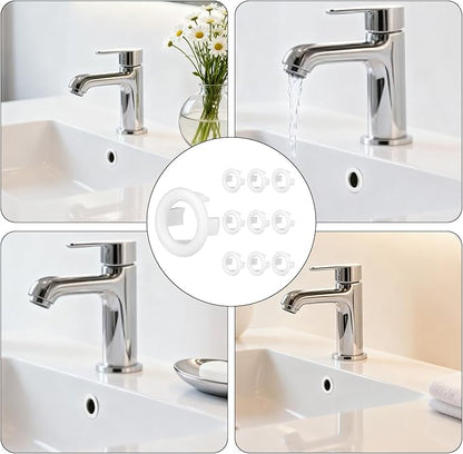 10pcs Chrome Sink Overflow Ring, Bathroom Sink Overflow Trim Ring Hole Cover Insert Cap for Basin Vanity & Ceramic Sinks Easy Tool-Free Installation