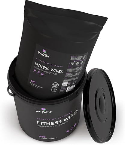 Wipex Gym Wipes Bucket Refill – Plant-based Fitness Equipment Wipes, Lavender and Vinegar to Clean Surfaces, Safe Yoga Mat Cleaner, Gym Cleaner and Peloton 400 Count (Pack of 1)