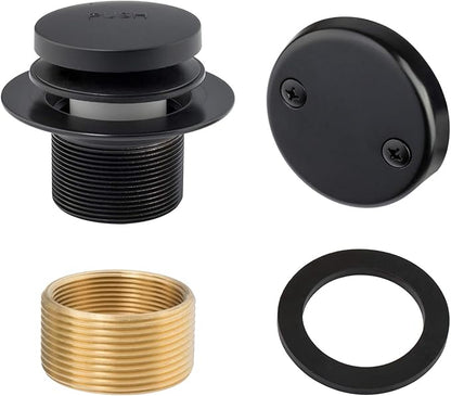 Artiwell Tip-Toe Bathtub Drains Trim Set with Two-Hole Overflow Faceplate, Replacement Bath Drain Trim Kit with 2-Hole Overflow Faceplate and Universal Fine/Coarse Thread (MATT BLACK)