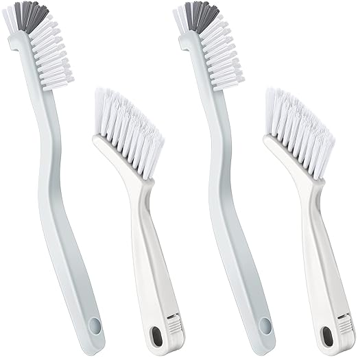 Patelai 4 Pieces Cleaning Brush Sets Small Scrub Brush Household Use for Cleaning Bottle Sink Kitchen Sink Corner Dish Edge Grout Bathroom Sliding Door Window Track(White)