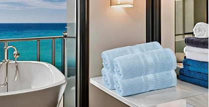 Melissa Linen, Fingertip Towels 4 Pack, 100% Turkish Cotton, Small Hand Towels for Body and Face, 12 x 18 in, Soft and Absorbent, Quick Dry, (Ocean Blue Fingertip Towels)