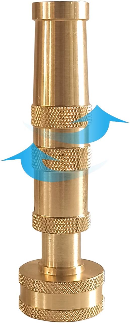 Hourleey Adjustable Twist Hose Nozzle, 4" Heavy-Duty Brass Hose Nozzle with 10 Garden Hose Rubber Washers, 2 Pack